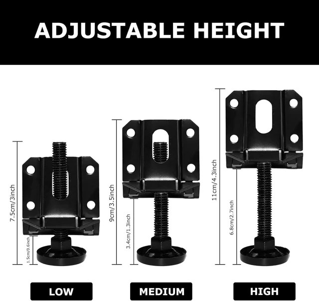 Alt view image 5 of 7 - 16-Pack Heavy-Duty Adjustable Leveling Feet with Hexagon Lock Nuts Furniture Leg Levelers for Table, Cabinets, Workbench & Shelving