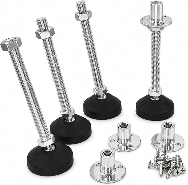 Main image of 4-Pack M12 Adjustable Leveling Feet with 20° Swivel Base & T-Nuts