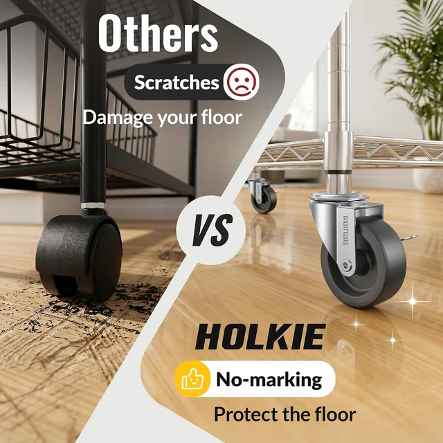 Alt view image 4 of 7 - 12-Pack 3-Inch Locking Swivel Caster Wheels, Threaded Stem 3/8"-16 x 1-1/2" Heavy-Duty Casters, Black