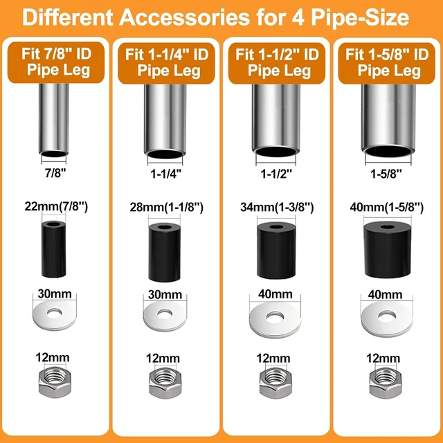 Alt view image 3 of 7 - 4-Inch Heavy-Duty Expanding Stem Casters with Brake, Set of 4 Fit 7/8" to 1-5/8" ID Tube Legs for Stainless Steel Tables, Equipment Stands, Carts & Shelving Racks