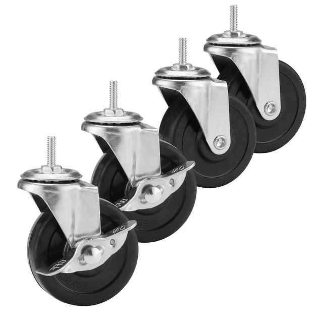 Alt view image 6 of 7 - Set of 4 Caster Wheels for Organization & Storage Shelving Metal Shelf Organizer Casters to Replace Wire Rack, Clothing Rack Feet or Plastic Wheels