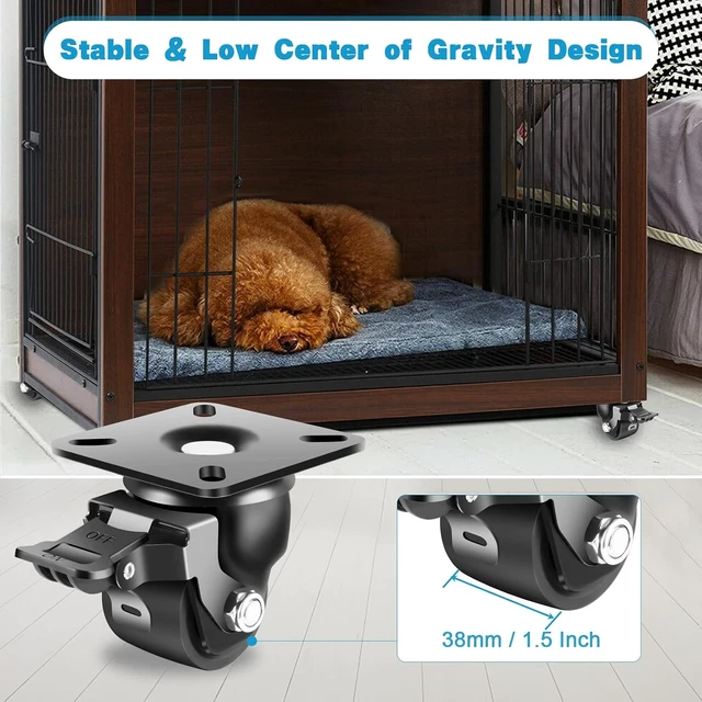 Alt view image 3 of 7 - 2-Inch Industrial-Grade Heavy-Duty Casters, Set of 4, 2200 LBS Low-Gravity Plate Swivel Caster with Brake, Corrosion-Resistant Nylon Wheels for Equipment