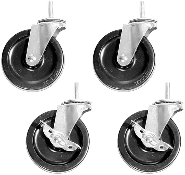 Main image of 3" Shelving Wheels Compatible with Seville Classics Heavy-Duty Threaded Stem Swivel Locking Casters, Set of 4, for Office, Kitchen, Garage & Warehouse
