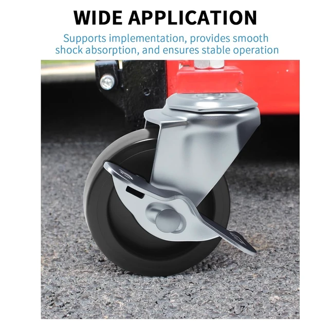 Alt view image 4 of 6 - 3" Shelving Wheels Compatible with Seville Classics Heavy-Duty Threaded Stem Swivel Locking Casters, Set of 4, for Office, Kitchen, Garage & Warehouse