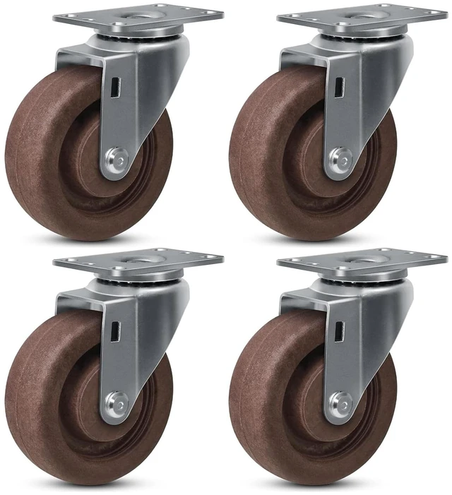 Main image of 4"x1.5" Hi-Temp Glass-Filled Nylon Caster Wheels, Set of 4, 2800 LB Capacity High-Temp Industrial Bakery & Oven Rack Casters (4 Swivel)