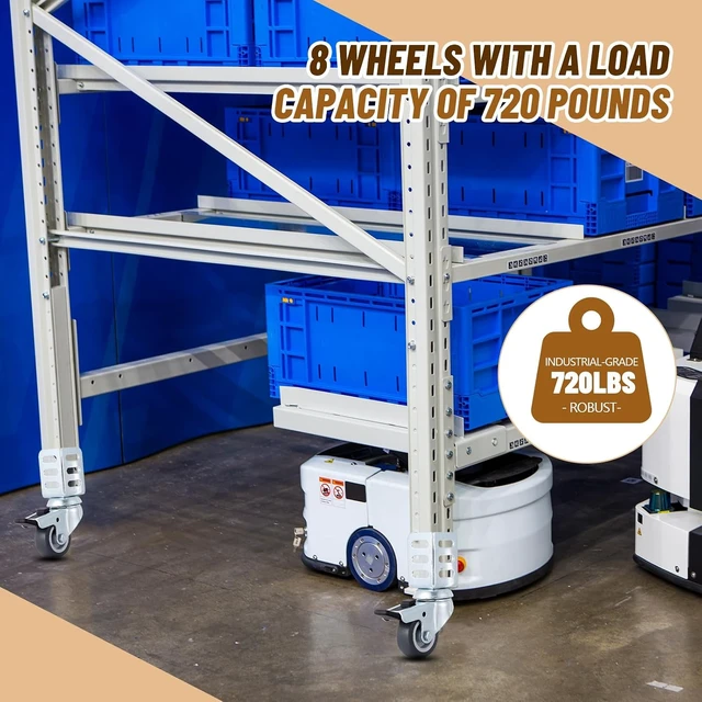 Alt view image 3 of 6 - 8-Pack 2" Heavy-Duty 720 lb Storage Rack Caster Wheels, 360° Swivel Side-Mount Corner Casters with Top Brake Fits Boltless Self-Locking Shelving Racks (Black)