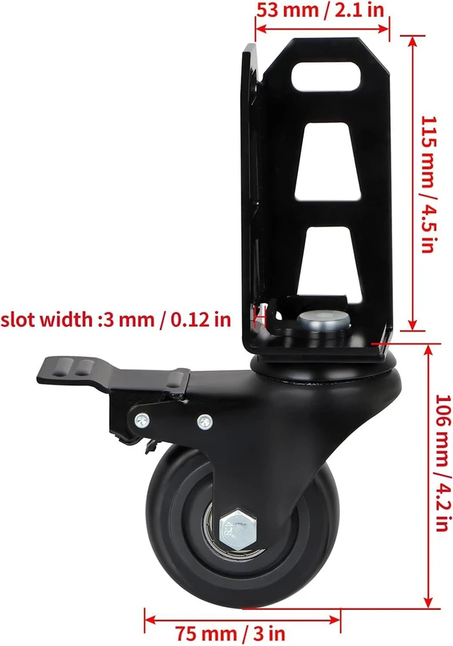 Alt view image 3 of 7 - 3" Storage Rack Caster Wheels, 4 Pcs, 1000 Lbs Total Capacity Fits Boltless Self-Locking Shelving Racks