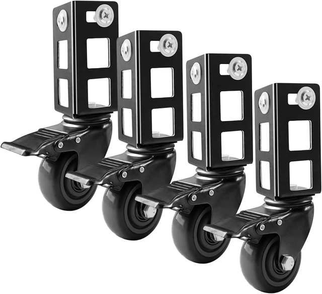 Main image of 4-Pack 3" Heavy-Duty Locking Storage Rack Caster Wheels, 500LB Capacity Fits Boltless Self-Locking Shelving Racks, Black