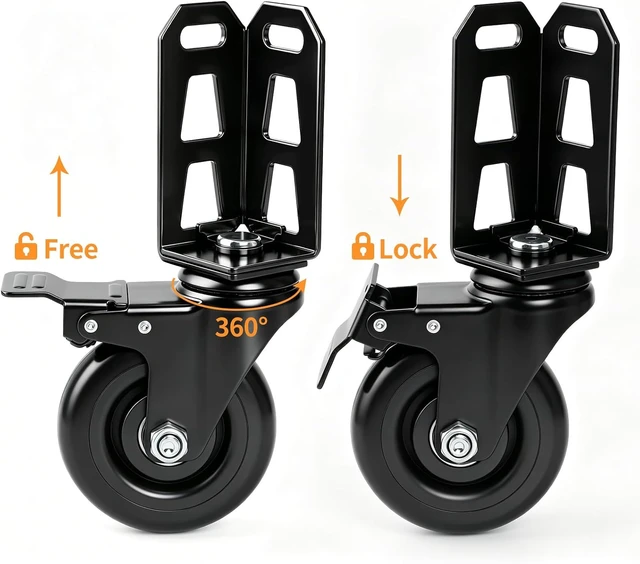 Alt view image 4 of 7 - 4" Storage Rack Caster Wheels for Boltless Shelving Rack Posts