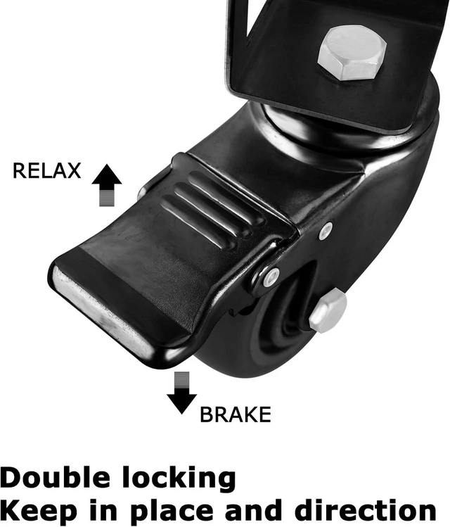 Alt view image 3 of 6 - 4-Pack 3" Heavy-Duty Locking Storage Rack Caster Wheels, 500LB Capacity Fits Boltless Self-Locking Shelving Racks, Black
