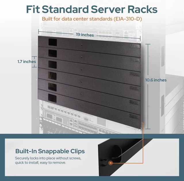 Alt view image 3 of 6 - 19" Black EZIBLANK Blanking Panels 2 Sheets of 6RU Panels Per Box, Easy Tool-Less Installation