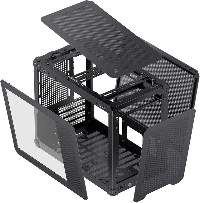Alt view image 6 of 7 - C6 MAX Black Micro ATX PC Case, Mesh Handled Chassis Compact Desktop Computer Case, 170mm CPU Cooler, ATX Power (L220mm Max.), Tool-Free Panels