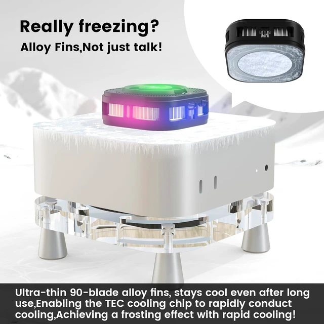 Alt view image 3 of 7 - Mac mini Stand with Magnetic RGB LED Cooler, 15W Semiconductor Fast Cooling No-Lag Acrylic Desktop Mount, Compatible with Mac mini M4 & M4 Pro