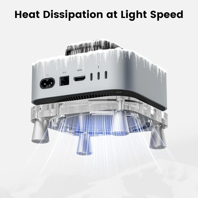 Alt view image 5 of 7 - Mac mini Stand with Magnetic RGB LED Cooler, 15W Semiconductor Fast Cooling No-Lag Acrylic Desktop Mount, Compatible with Mac mini M4 & M4 Pro