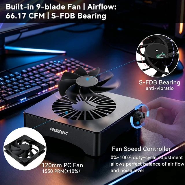 Alt view image 3 of 7 - 5V USB Mini PC Cooling Fan with Adjustable Speed Controller