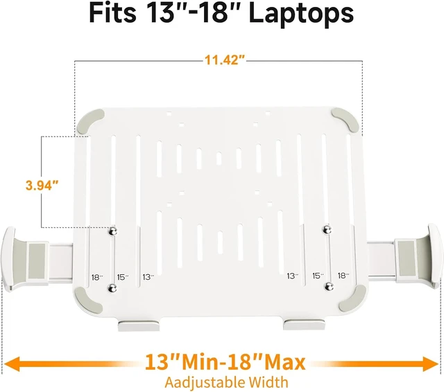 Alt view image 2 of 7 - Adjustable 13-18 Inch Laptop VESA Arm Mount Tray, Supports up to 10 lbs Fits 75x75/100x100 mm VESA Holes, for Monitor Arms & Stands (Tray Only), White (TP007W)
