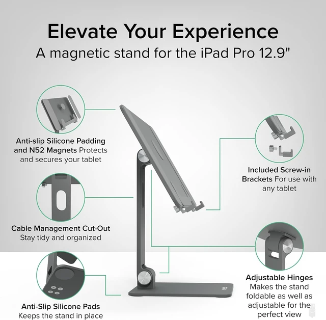 Alt view image 2 of 7 - Magnetic iPad Stand for iPad Pro 12.9" (2022)