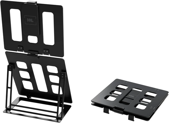 Alt view image 3 of 6 - Foldable Portable Monitor Stand for iPad & Tablet, 7.75-10.75 Inch Screen Width Clamp Retention, Mountable, Travels with Laptop, Black