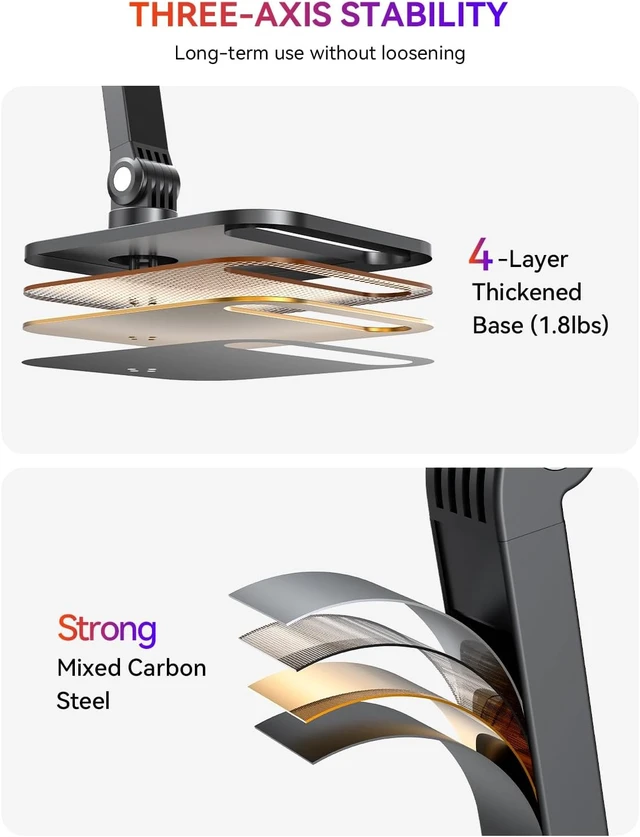 Alt view image 3 of 7 - Heavy-Duty Carbon Steel Portable Monitor & Tablet Stand