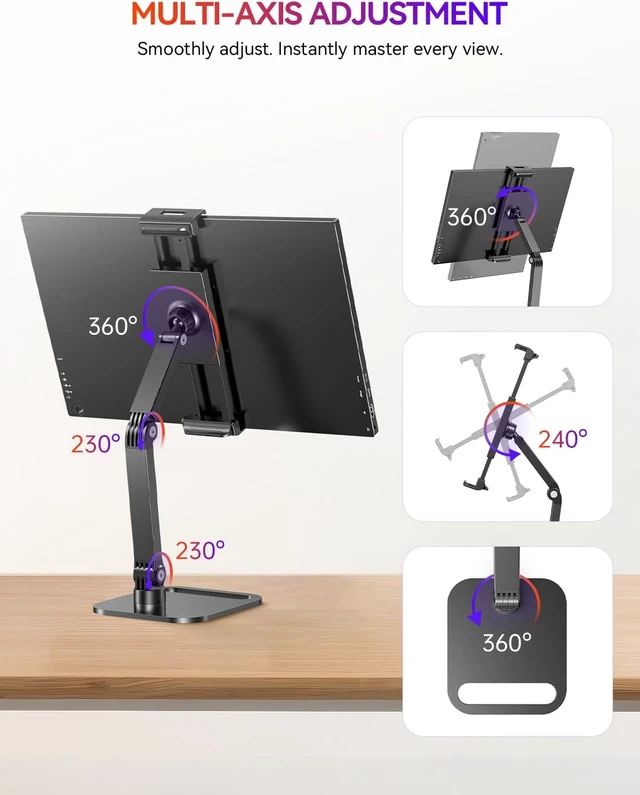Alt view image 6 of 7 - Heavy-Duty Carbon Steel Portable Monitor & Tablet Stand