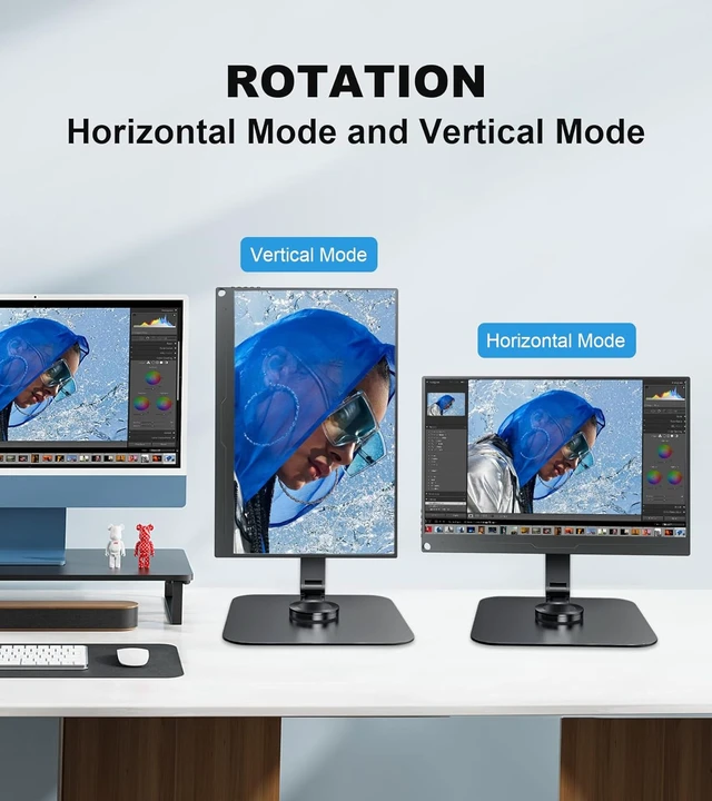 Alt view image 7 of 7 - Portable Monitor Stand with VESA 75x75mm Holes & M4 Anti-Loss Screws, Aluminum Alloy Base Fits 7"-18" Small Monitors, Lay Flat, Black Desk Mount (Not Fits 100x100mm)