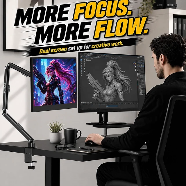 Alt view image 3 of 7 - VESA & Magnetic 2-in-1 Portable Monitor Stand Magnetic iPad Stand L