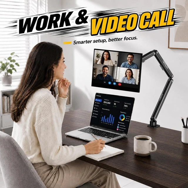 Alt view image 5 of 7 - VESA & Magnetic 2-in-1 Portable Monitor Stand Magnetic iPad Stand L