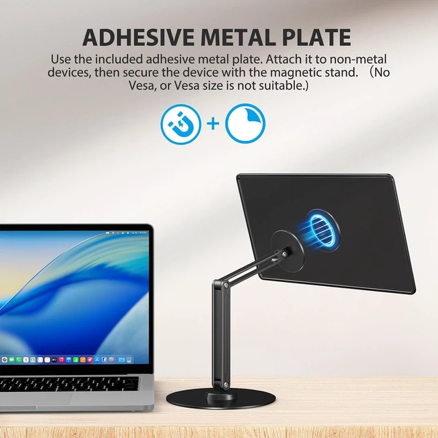 Alt view image 4 of 7 - Adjustable Aluminum Arm Magnetic VESA Stand for Portable Monitors
