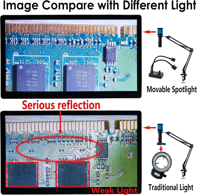 Alt view image 3 of 5 - USB Desk Mini LED Dual Gooseneck Spotlight Microscope Illuminator for Stereo Microscope Camera, Industrial Video Zoom C Mount Lens, PCB Repair & Soldering