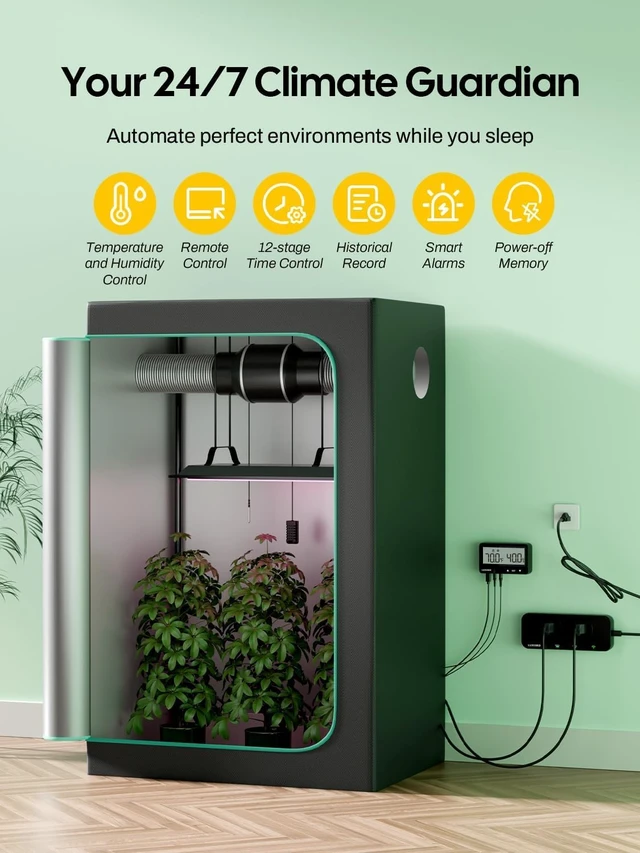 Alt view image 3 of 7 - 1200W Dual Outlet WiFi Temperature & Humidity Controller for Reptiles