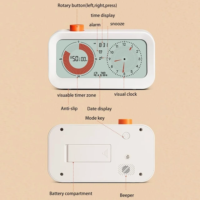 Alt view image 4 of 7 - 60-Minute Countdown Visual Timer with White 5-Inch Screen