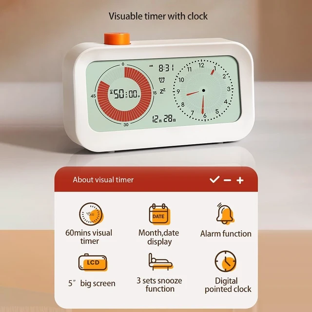 Alt view image 5 of 7 - 60-Minute Countdown Visual Timer with White 5-Inch Screen