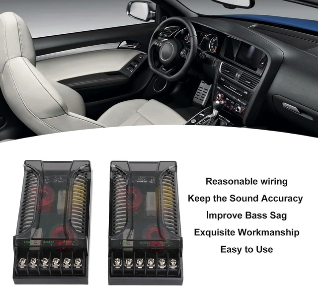 Alt view image 3 of 7 - 2-Pcs 2-Way Car Audio Passive Crossover Overcurrent Universal Heat Dissipation Speaker Frequency Divider