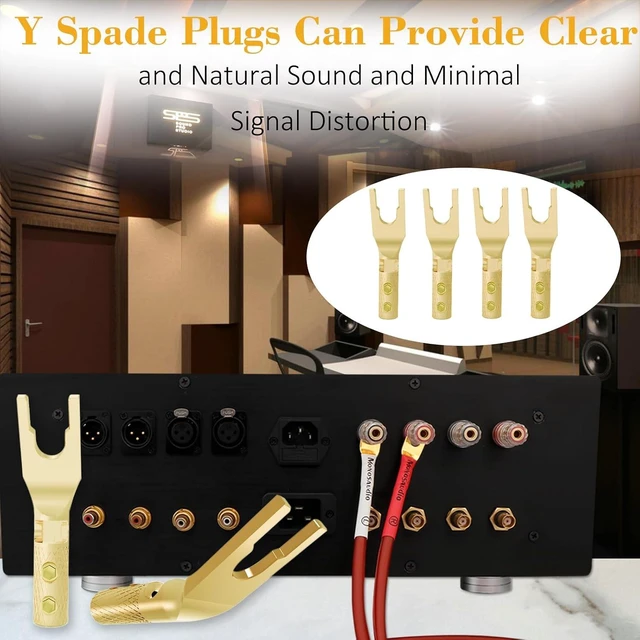 Alt view image 2 of 7 - Pure Copper Speaker Spade Connector 45 Degree Screw Locking (Gold Plated)