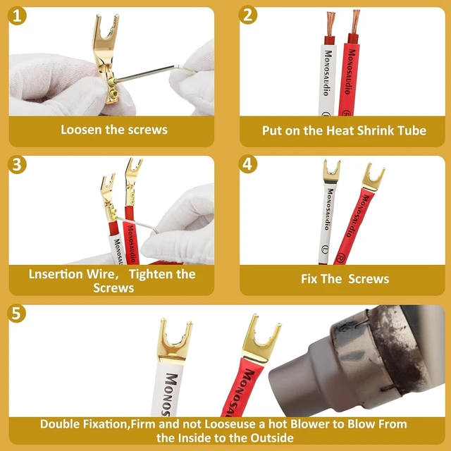 Alt view image 4 of 7 - Pure Copper Speaker Spade Connector 45 Degree Screw Locking (Gold Plated)