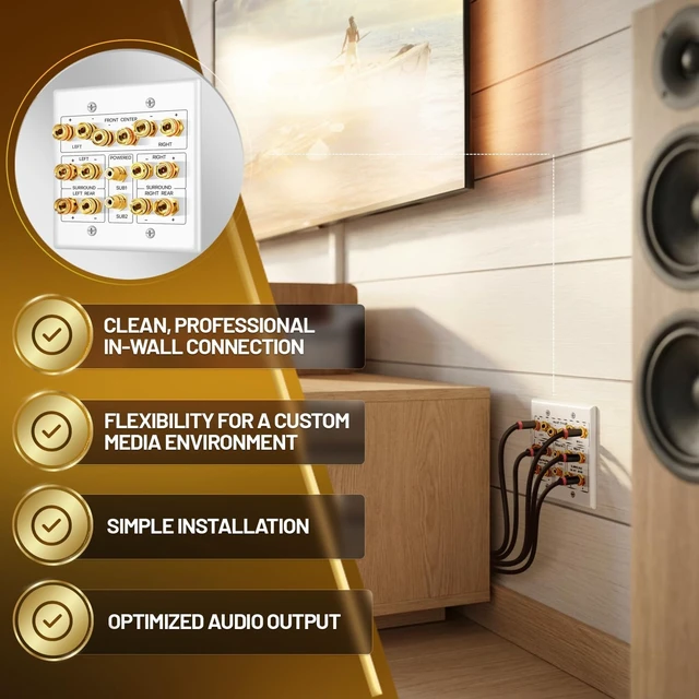 Alt view image 4 of 6 - TNP 7.2 Home Theater Wall Plate with Dual RCA Subwoofer Jacks 2-Gang, White