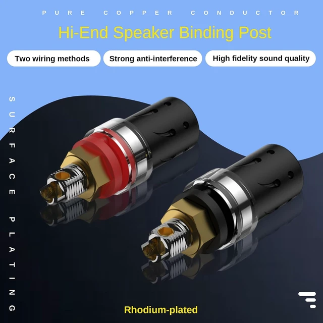 Alt view image 2 of 6 - BP603R 4X Hi-End Speaker Binding Post Rhodium-Plated Pure Copper HiFi Banana Plug Socket Terminals, Screw Lock Audiophile Jacks, Eutectic Copper Alloy