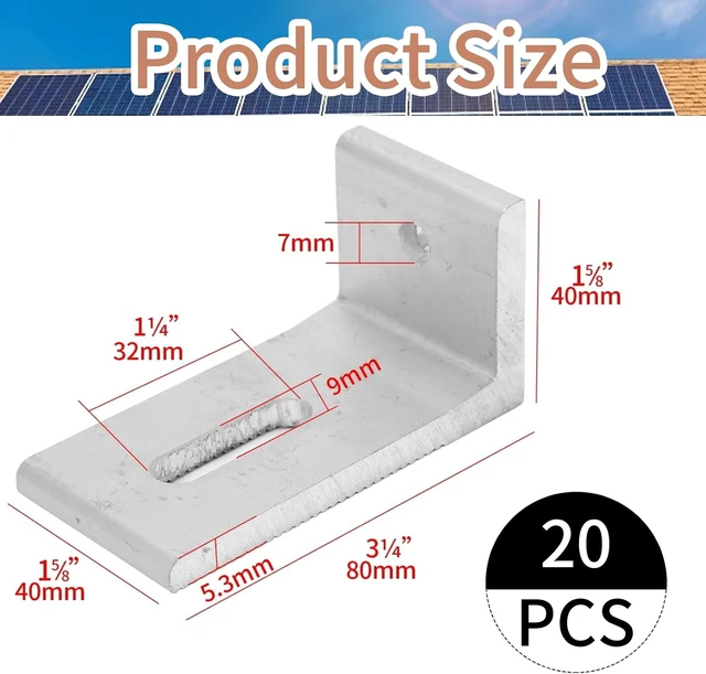 Alt view image 2 of 7 - Aluminum Alloy L-Foot Solar Mount Photovoltaic Panel Mounting L Brackets for Roof PV System, Waterproof & Weatherproof, Strong Load (20 PCS)