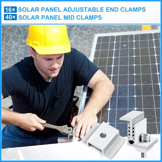 Alt view image 3 of 7 - Adjustable 32-50mm Aluminum Solar Panel Clamp (56 Pieces)