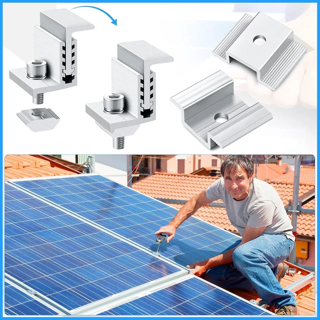 Alt view image 4 of 7 - Adjustable 32-50mm Aluminum Solar Panel Clamp (56 Pieces)