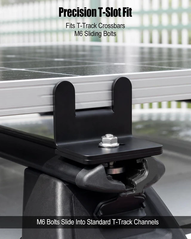 Alt view image 2 of 7 - Heavy-Duty Steel Solar Panel T-Slot Mount Kit Bracket for Roof Racks