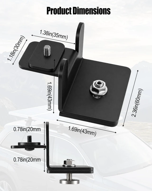 Alt view image 3 of 7 - Heavy-Duty Steel Solar Panel T-Slot Mount Kit Bracket for Roof Racks