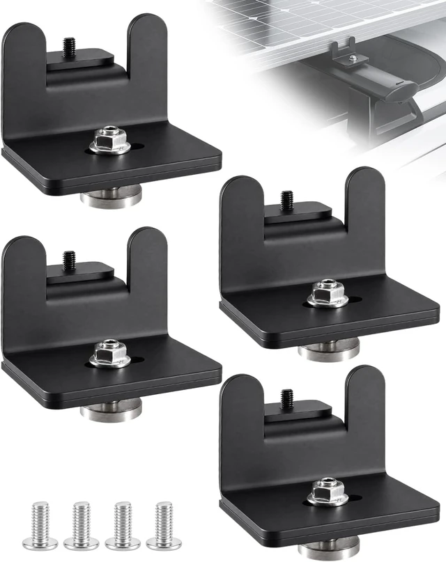 Main image of Heavy-Duty Steel Solar Panel T-Slot Mount Kit Bracket for Roof Racks