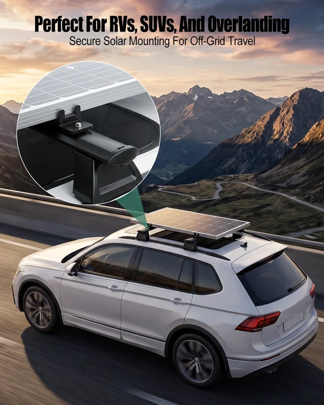 Alt view image 7 of 7 - Heavy-Duty Steel Solar Panel T-Slot Mount Kit Bracket for Roof Racks