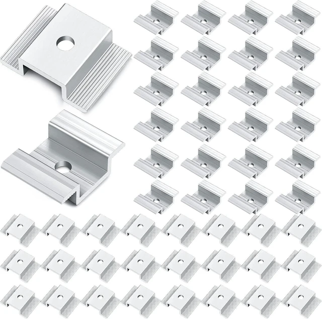 Main image of 48-Pack 1.06-Inch Aluminum Solar Panel Mid Clamps