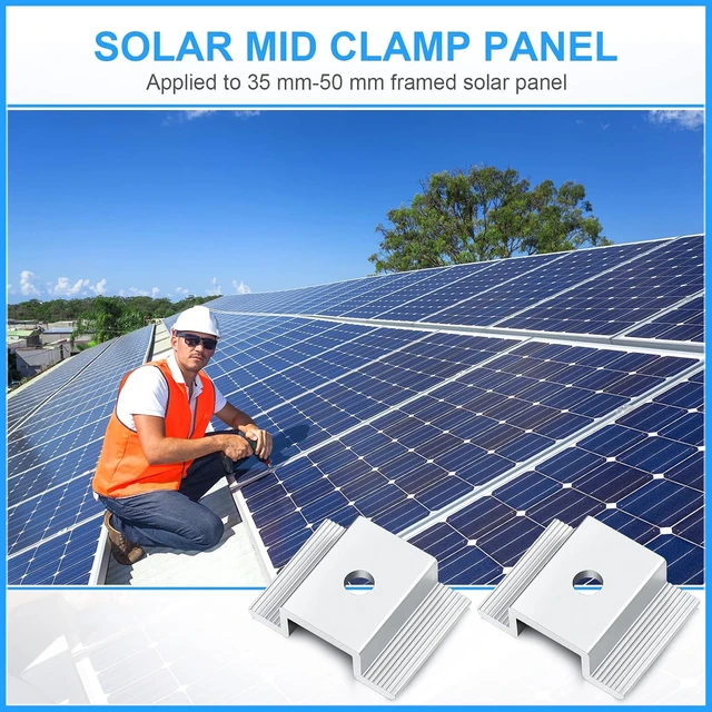 Alt view image 3 of 7 - 48-Pack 1.06-Inch Aluminum Solar Panel Mid Clamps