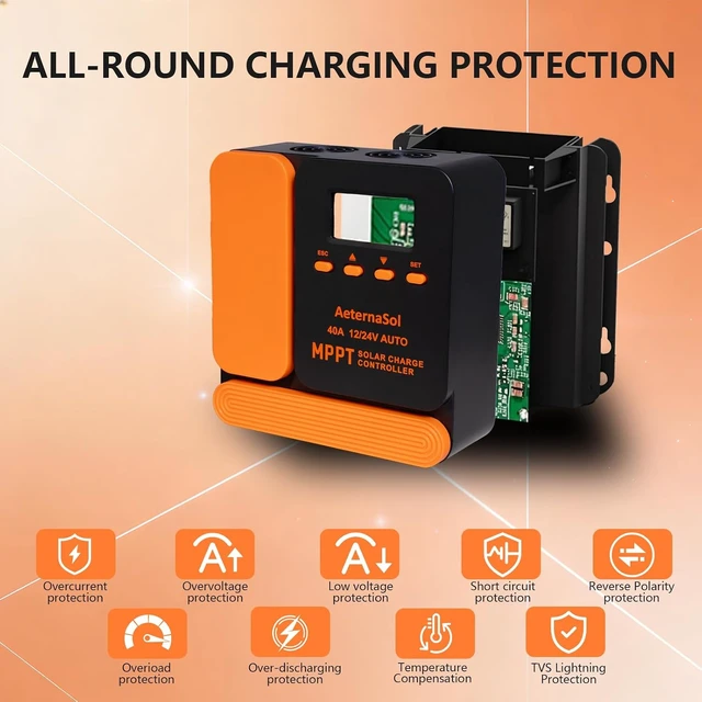 Alt view image 6 of 7 - 40A 12V/24V MPPT Solar Charge Controller for RV, Boat & Cabin