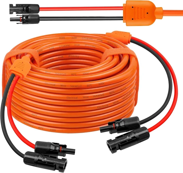 Main image of 50FT 10AWG+14AWG Solar Panel Extension Cable Female & Male IP68 Waterproof Connectors for RV, Photovoltaic Systems, Home, Boat & Car