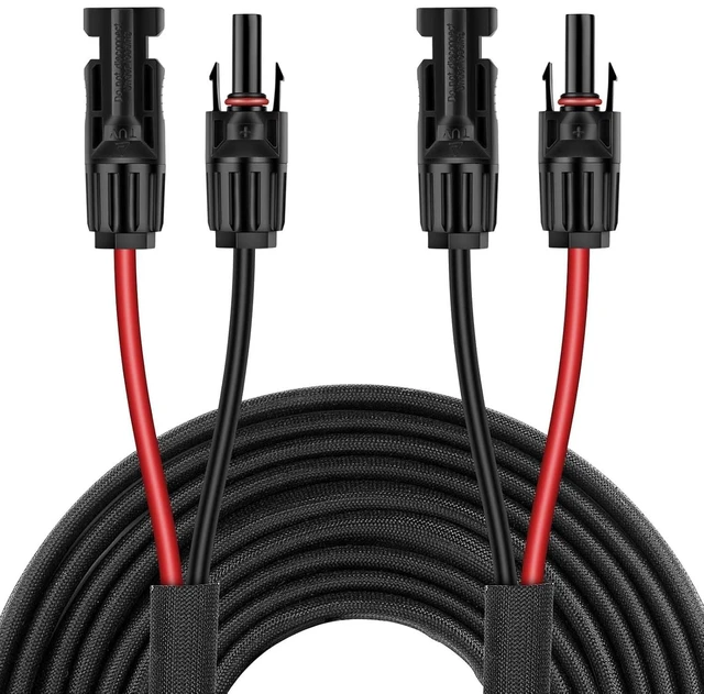 Main image of 50FT 10AWG Solar Panel Extension Cable Flame Retardant Protective Sleeving, Female & Male Connectors for Outdoor Solar Installations, RV & Camping
