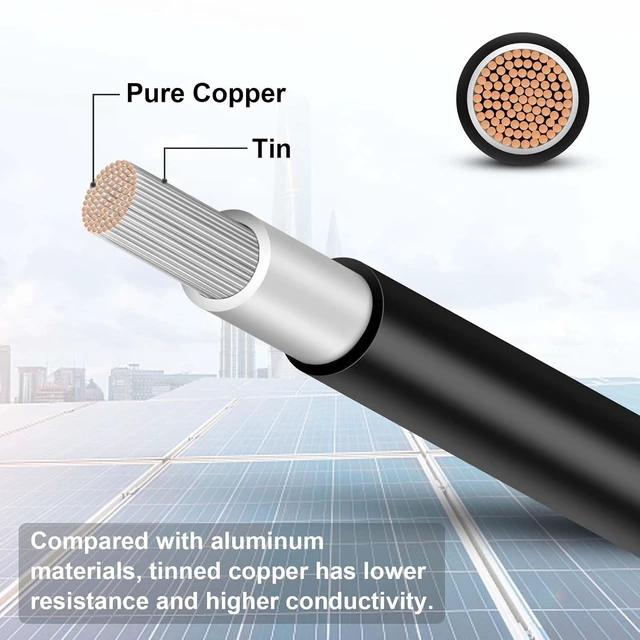 Alt view image 2 of 7 - 50FT 10AWG Solar Panel Extension Cable Flame Retardant Protective Sleeving, Female & Male Connectors for Outdoor Solar Installations, RV & Camping